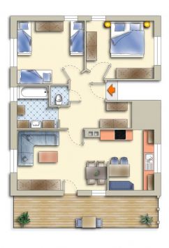 70m² großes gemütliches Apartment für 2-8 Personen